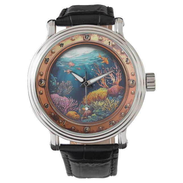 Nautical Window Deep Sea Radiance Underwater Coral Armbanduhr (Vorderseite)