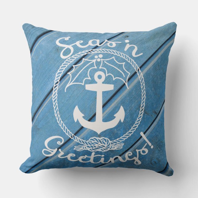 Nautical Wood | Seas 'n Grüße | Urlaub Kissen (Vorderseite)