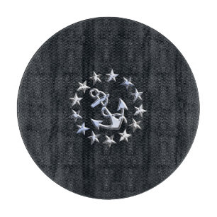 Nautical Yacht Flag Chrome Ensign on Grille Print Schneidebrett