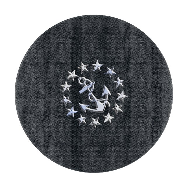 Nautical Yacht Flag Chrome Ensign on Grille Print Schneidebrett (Vorderseite)