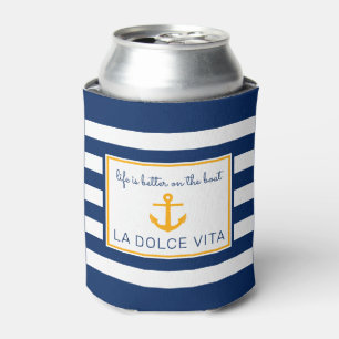 NauticalBlue & White  Das Leben auf dem Schiff ist Dosenkühler