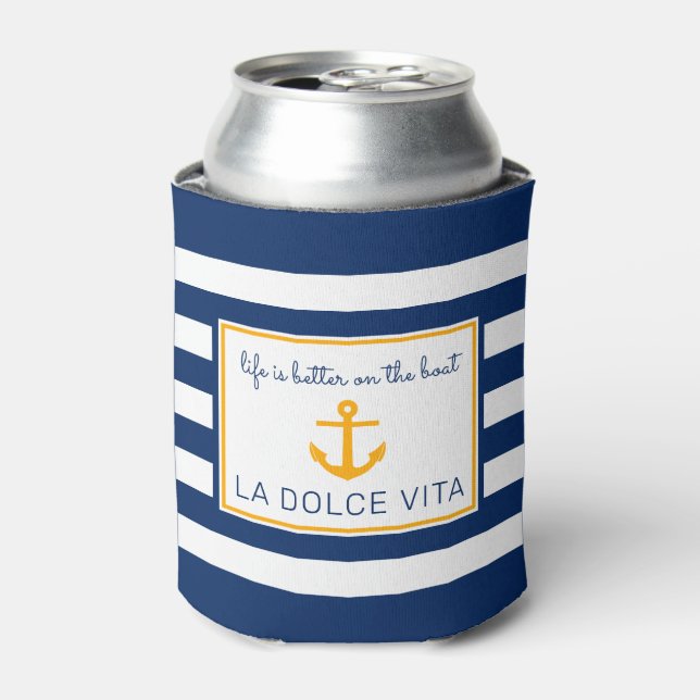 NauticalBlue & White||Das Leben auf dem Schiff ist Dosenkühler (Kanne Vorderseite)