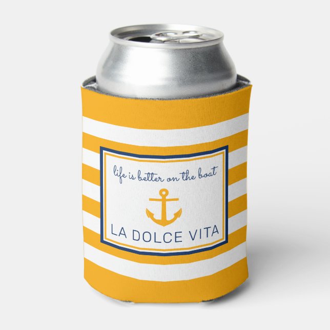 NauticalYellow & Blue|Das Leben ist besser auf dem Dosenkühler (Kanne Vorderseite)