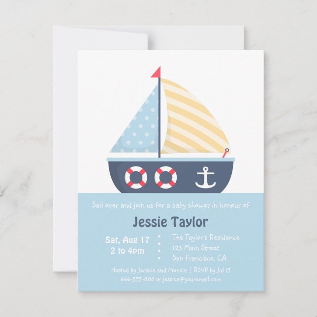 Nauticisme Nautical Baby Shower Invitations (Devant)