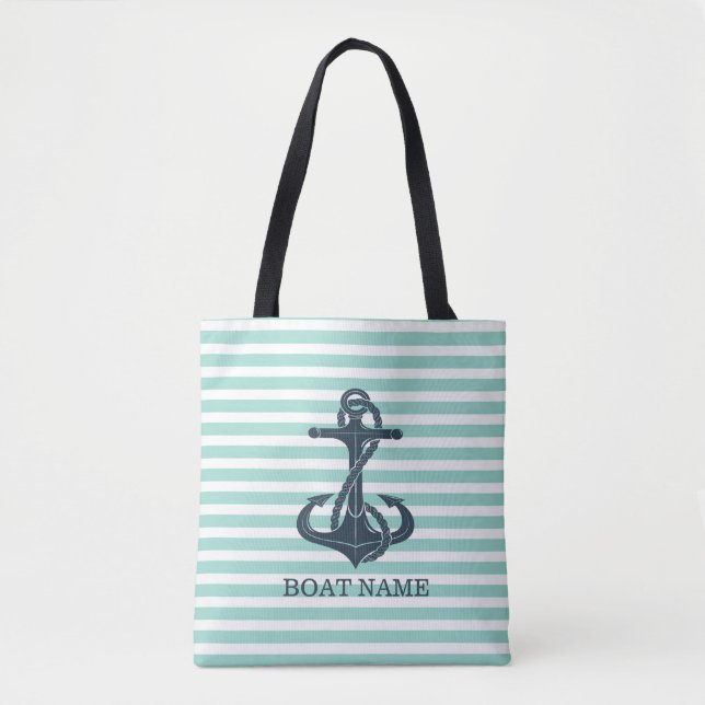 Nautik, Anker, Minze grüne Streifen Tasche (Vorderseite)