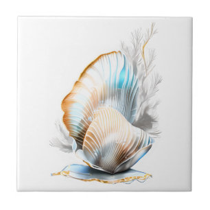 Nautilus clam seashell iridescent glänzenden Stran Fliese