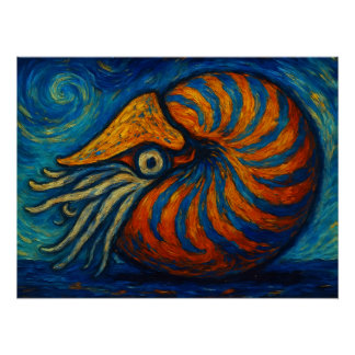 Nautilus im van Gogh Stil Poster