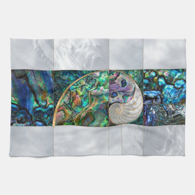 Nautilus Muschel - Abalone und Pearl Geschirrtuch (Horizontal)