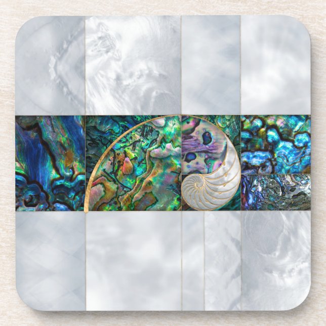 Nautilus Muschel - Abalone und Pearl Getränkeuntersetzer (Vorderseite)