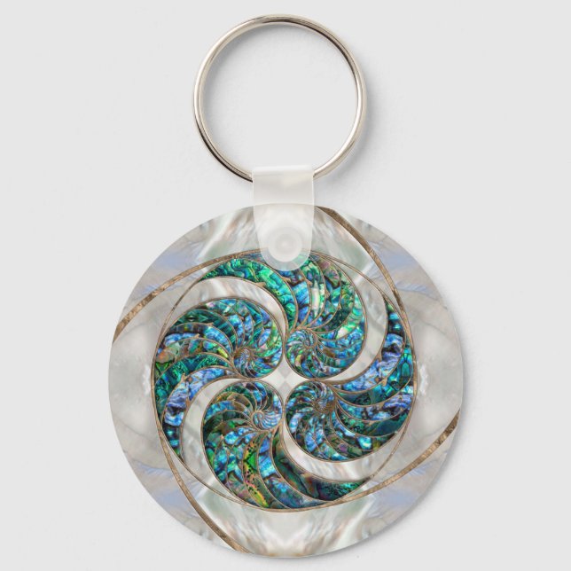 Nautilus Muschel - Abalone und Pearl Schlüsselanhänger (Vorderseite)