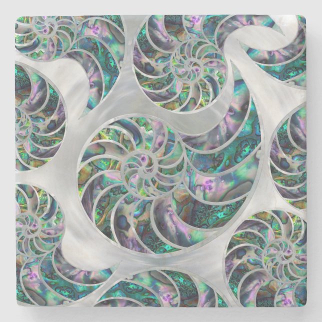 Nautilus Muschel Abalone und Pearl Steinuntersetzer (Vorderseite)