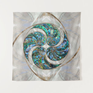 Nautilus Muschel - Abalone und Pearl Wandteppich