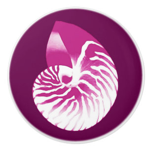 Nautilus-Muschel - Auberginen lila und weiß Keramikknauf