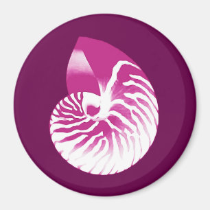 Nautilus-Muschel - Auberginen lila und weiß Magnet
