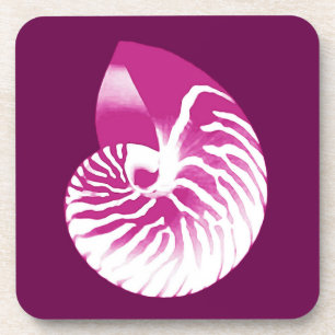 Nautilus-Muschel - Auberginen lila und weiß Untersetzer