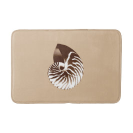 Nautilus-Muschel - Braun, Weiß und Beige Badematte