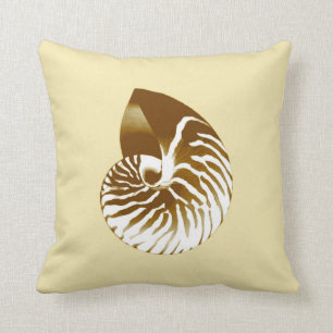 Nautilus-Muschel - Braun, Weiß und Beige Kissen
