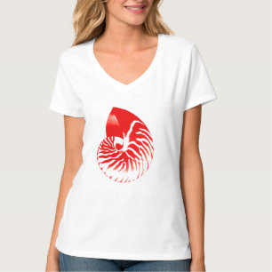 Nautilus-Muschel - dunkelrot und weiß T-Shirt