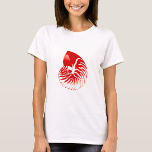 Nautilus-Muschel - dunkelrot und weiß T-Shirt