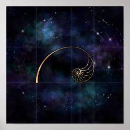Nautilus-Muschel - Heilige Geometrie Poster