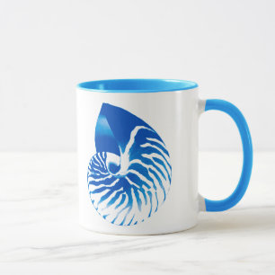 Nautilus-Muschel - Kobaltblau und weiß Tasse