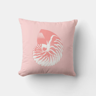 Nautilus-Muschel - Korallenrosa und Weiß Kissen