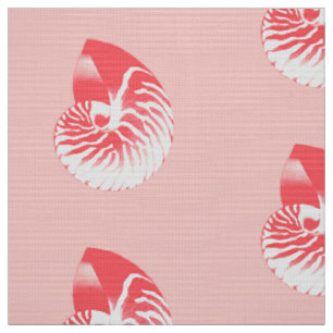 Nautilus-Muschel - Korallenrosa und Weiß Stoff