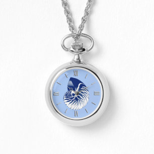 Nautilus Muschel - Marine, weiß & hellblau Armbanduhr
