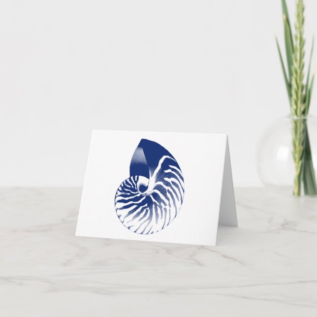 Nautilus-Muschel - Marineblau und -WEISS Karte (Vorderseite)