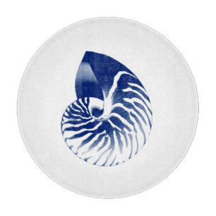 Nautilus-Muschel - Marineblau und -WEISS Schneidebrett