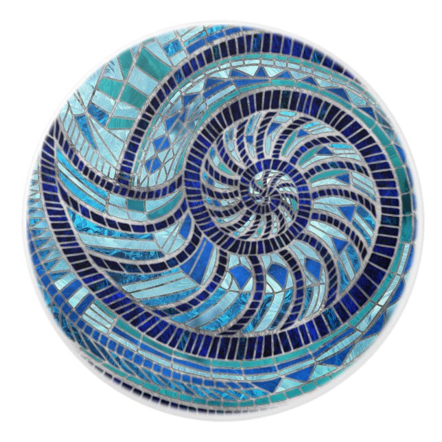Nautilus-Muschel-Mosaikkunst Keramikknauf (Vorderseite)