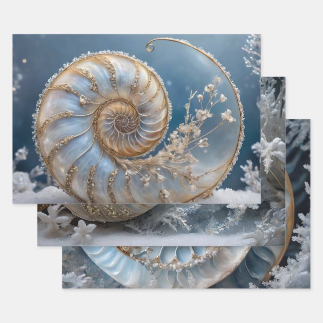 Nautilus Muschel Print Geschenkpapier Set (Set)