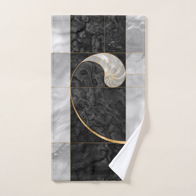 Nautilus Muschel - Schwarzer Abalone und Perle Badhandtuch Set (Handtuch)