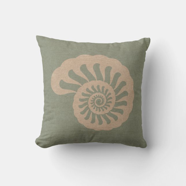 Nautilus-Muschel Seafoam Grün Kissen (Vorderseite)