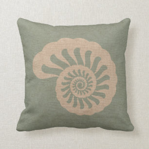 Nautilus-Muschel Seafoam Grün Kissen