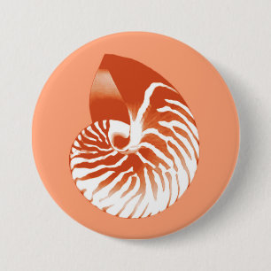 Nautilus-Muschel - Terrakotta und Weiß Button