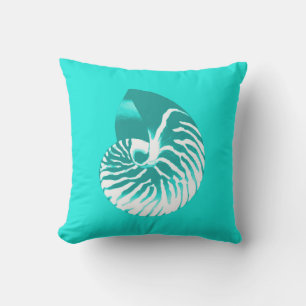 Nautilus Muschel - Türkis und Aqua Kissen