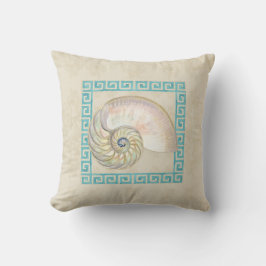Nautilus Muschel Wasserfarbe Griechischer Schlüsse Kissen