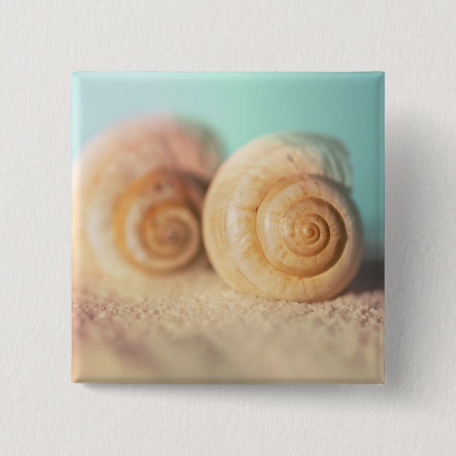 Nautilus-Muscheln auf Strand Button (Vorderseite)