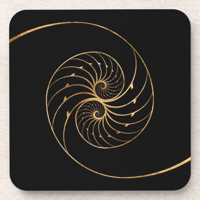 Nautilus-Muscheln - Goldenes Paar Getränkeuntersetzer (Vorderseite)
