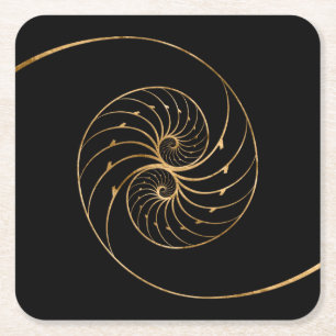 Nautilus-Muscheln - Goldenes Paar Rechteckiger Pappuntersetzer