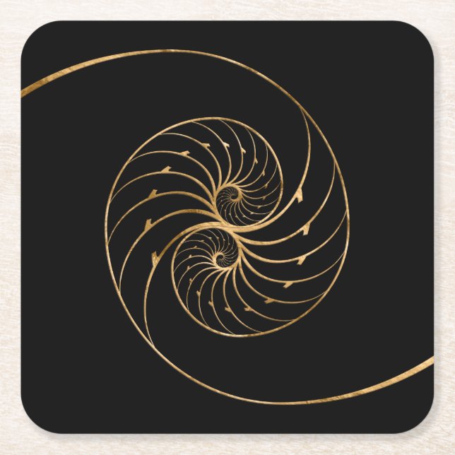 Nautilus-Muscheln - Goldenes Paar Rechteckiger Pappuntersetzer (Vorderseite)