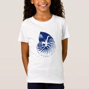 Nautilus-Schnecke - marineblaue und weiße T-Shirt