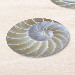 Nautilus Sea Muschel Foto Runder Pappuntersetzer