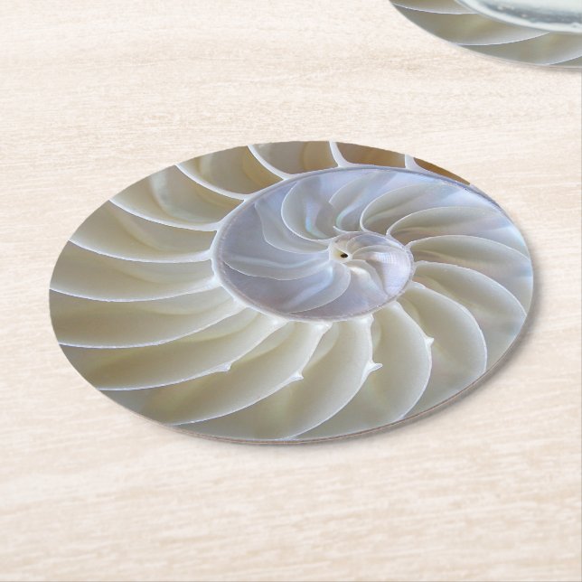 Nautilus Sea Muschel Foto Runder Pappuntersetzer (Angewinkelt)