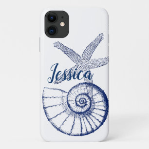Nautilus Seashell & Starfish Marine Life Custom Case-Mate iPhone Hülle