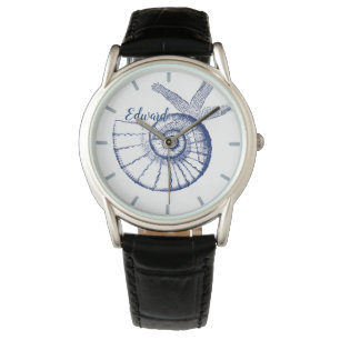 Nautilus Seashell & Starfish Meereslebewesen Armbanduhr