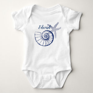 Nautilus Seashell & Starfish Meereslebewesen Baby Strampler