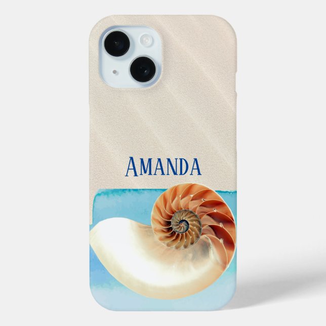 Nautilus Seashell und Sand Case-Mate iPhone Hülle (Rückseite)