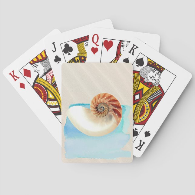 Nautilus Seashell und Sand Spielkarten (Rückseite)